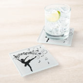 Ballerina Tanz mit mir Musiknote Glasuntersetzer (Schrägansicht)