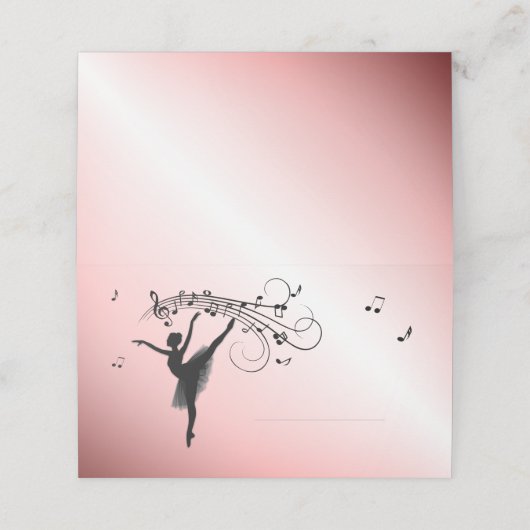 Ballerina Tanz mit Musik Rosa Glow Platzkarte (Außenseite Aufgefaltet)