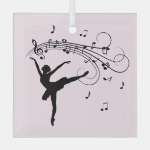 Ballerina Tanz mit Musik Rosa Ornament Aus Glas