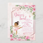 Ballerina Tanz Rosa Aquarellfarbe Geburtstag Einladung (Vorne/Hinten)