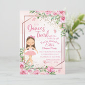 Ballerina Tanz Rosa Aquarellfarbe Geburtstag Einladung (Stehend Vorderseite)