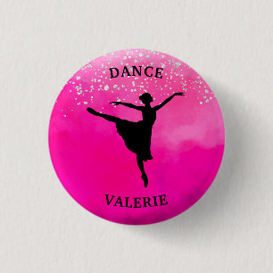Ballerina Tanz Rosa Ombre Glanz Button