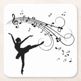 Ballerina Tanz und die Musikanfolger Rechteckiger Pappuntersetzer