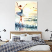 Ballerina Tanzen am Ozean Leinwanddruck (Insitu (Schlafzimmer))