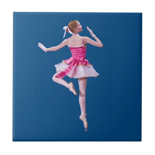 Ballerina-Tanzen auf blauer Fliese (Vorderseite)