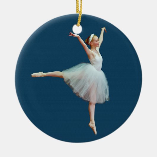 Ballerina-Tanzen auf blauer Verzierung Keramikornament (Vorne)