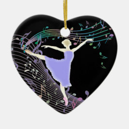 Ballerina-Tanzen im Fantasie-Regenbogen-Musiknoten Keramik Ornament