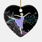 Ballerina-Tanzen im Fantasie-Regenbogen-Musiknoten Keramik Ornament (Hinten)