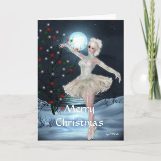 Ballerina-Tanzen in der Mondschein-Weihnachtskarte Feiertagskarte