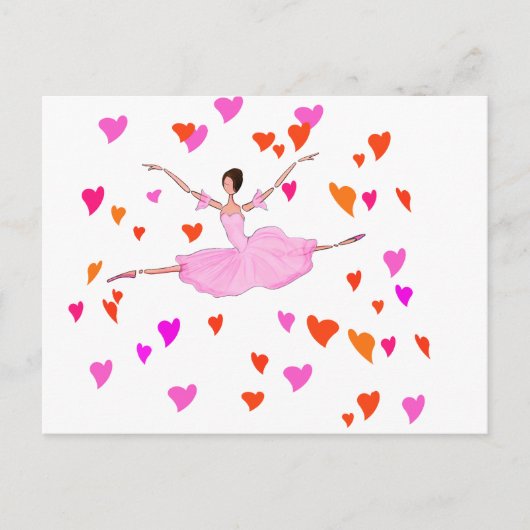 Ballerina tanzen in farbenfrohen Herzen Postkarte (Vorderseite)