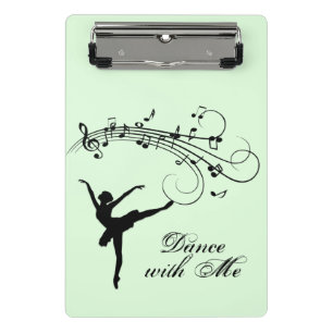 Ballerina Tanzen mit Music Green Mini Klemmbrett