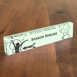 Ballerina Tanzen mit Music Green Namensplakette