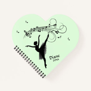 Ballerina Tanzen mit Music Green Notizblock