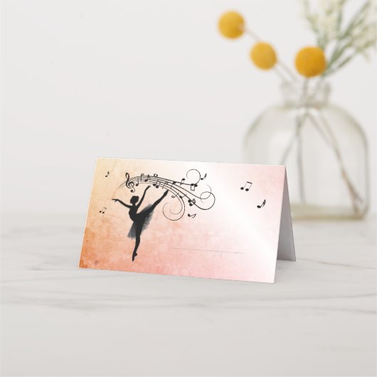 Ballerina Tanzen mit Musik Marbella Orange Glow Platzkarte (Vorderseite)
