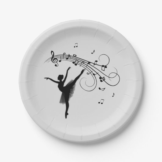 Ballerina Tanzen mit Musik Pappteller (Vorderseite)
