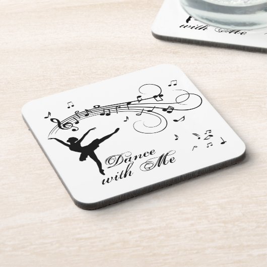 Ballerina Tanzen mit Musiknoten Getränkeuntersetzer (Linke Seite)