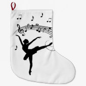 Ballerina Tanzen mit Musiknoten Großer Weihnachtsstrumpf (Vorderseite)