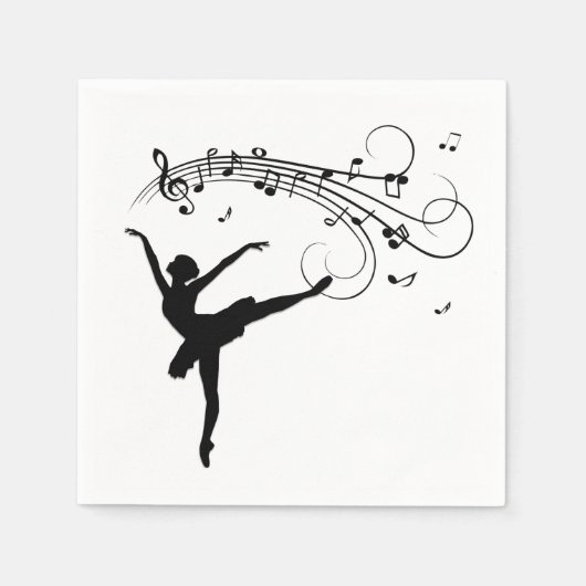 Ballerina Tanzen mit Musiknoten Serviette (Vorderseite)