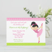 Ballerina-Tänzer-Geburtstags-Party Einladung (Stehend Vorderseite)