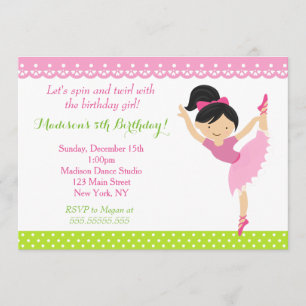 Ballerina-Tänzer-Geburtstags-Party Einladung