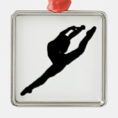 Ballerina-Tänzer-Verzierung Silbernes Ornament (Vorne)