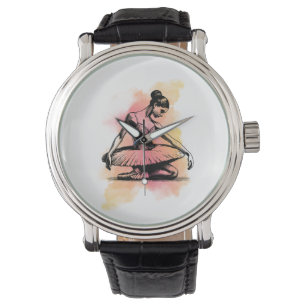 Ballerina tanzt in Farbe Armbanduhr