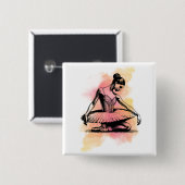 Ballerina tanzt in Farbe  Button (Vorne & Hinten)