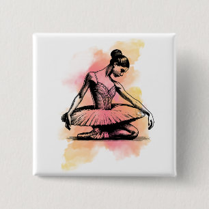 Ballerina tanzt in Farbe Button