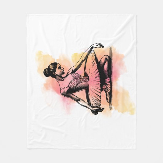 Ballerina tanzt in Farbe Fleecedecke (Vorderseite)