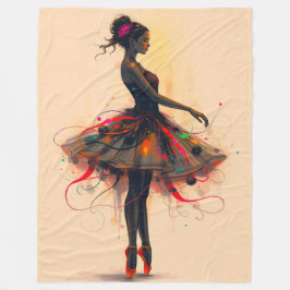 Ballerina Tanzt in Farbexplosion Fleecedecke