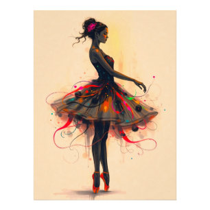 Ballerina Tanzt in Farbexplosion Fotodruck