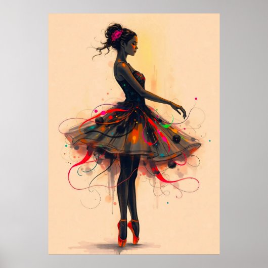 Ballerina Tanzt in Farbexplosion Poster (Vorne)