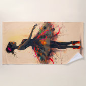 Ballerina Tanzt in Farbexplosion Strandtuch (Vorderseite)
