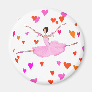 Ballerina tanzt in Farbigen Herzen Magnet