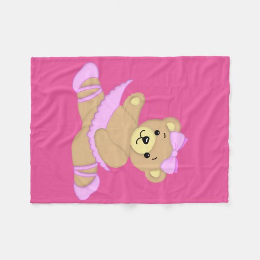 Ballerina Teddy Bear Fleecedecke (Vorderseite (Horizontal))
