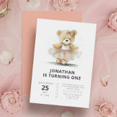 Ballerina Teddy Bear Moderner Kindergeburtstag Einladung
