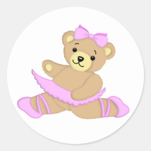 Ballerina Teddy Bear Runder Aufkleber