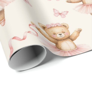 Ballerina Teddy Bears Pink Tutus und Schmetterling Geschenkpapier