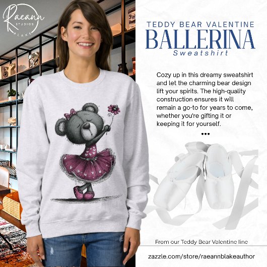 Ballerina-Teddybär-Valentinstag-Sweatshirt Sweatshirt