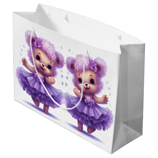 Ballerina-Teddybären Große Geschenktüte (Rückseite Schrägansicht)