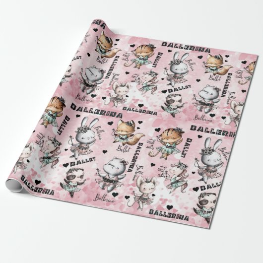 Ballerina-Tiere Geschenkpapier (Ungerollt)