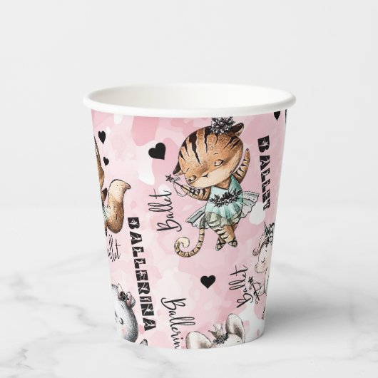 Ballerina-Tiere Pappbecher (Rückseite)