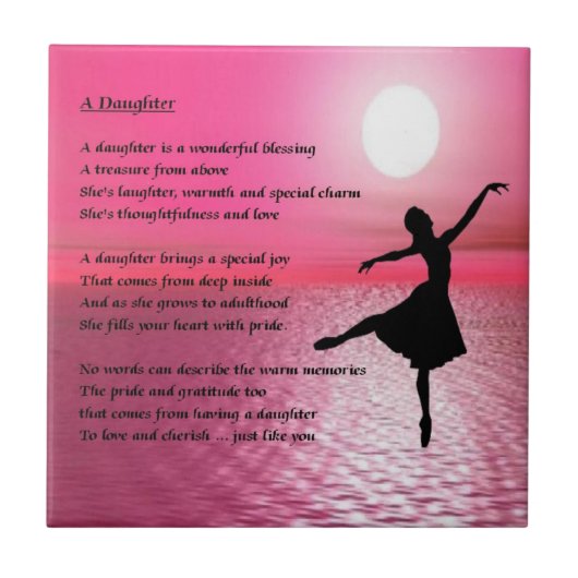 Ballerina-Tochter-Gedicht-Fliese Fliese (Vorderseite)
