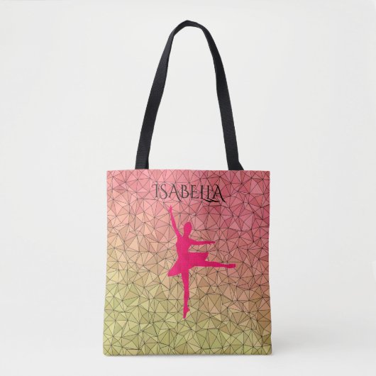 Ballerina Tote Tasche mit personalisiertem Namen. (Vorderseite)