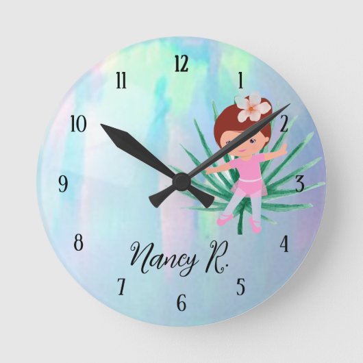 Ballerina Tropical 0pal Runde Wanduhr (Vorderseite)