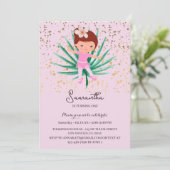 Ballerina Tropical Sparkle Einladung (Stehend Vorderseite)