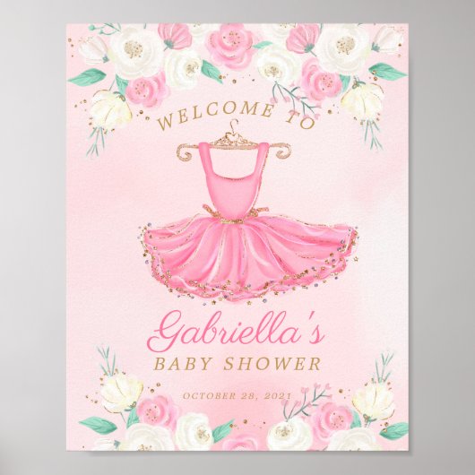 Ballerina Tutu Baby Dusche Begrüßungszeichen Poster (Vorne)