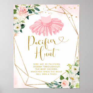 Ballerina Tutu Baby Dusche Schnuller Hunt Poster