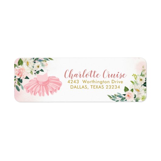 Ballerina Tutu Babydusche - Adressetikett (Vorne)