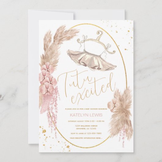 Ballerina Tutu Babydusche Einladung (Vorderseite)
